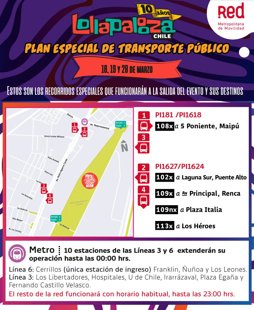 Plan transporte público Lolla 2022